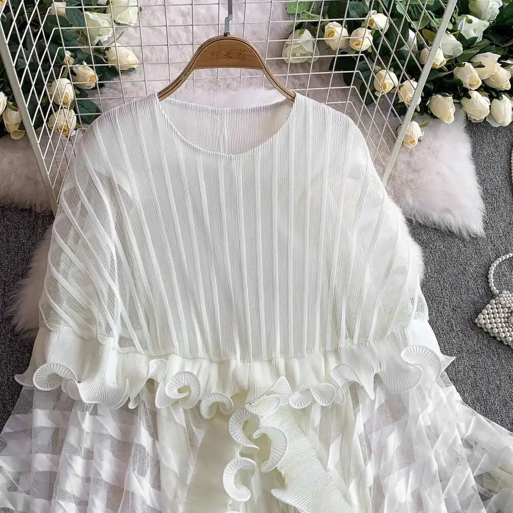 American Style V-neck Irregular Hem Design Dresses 22D1845