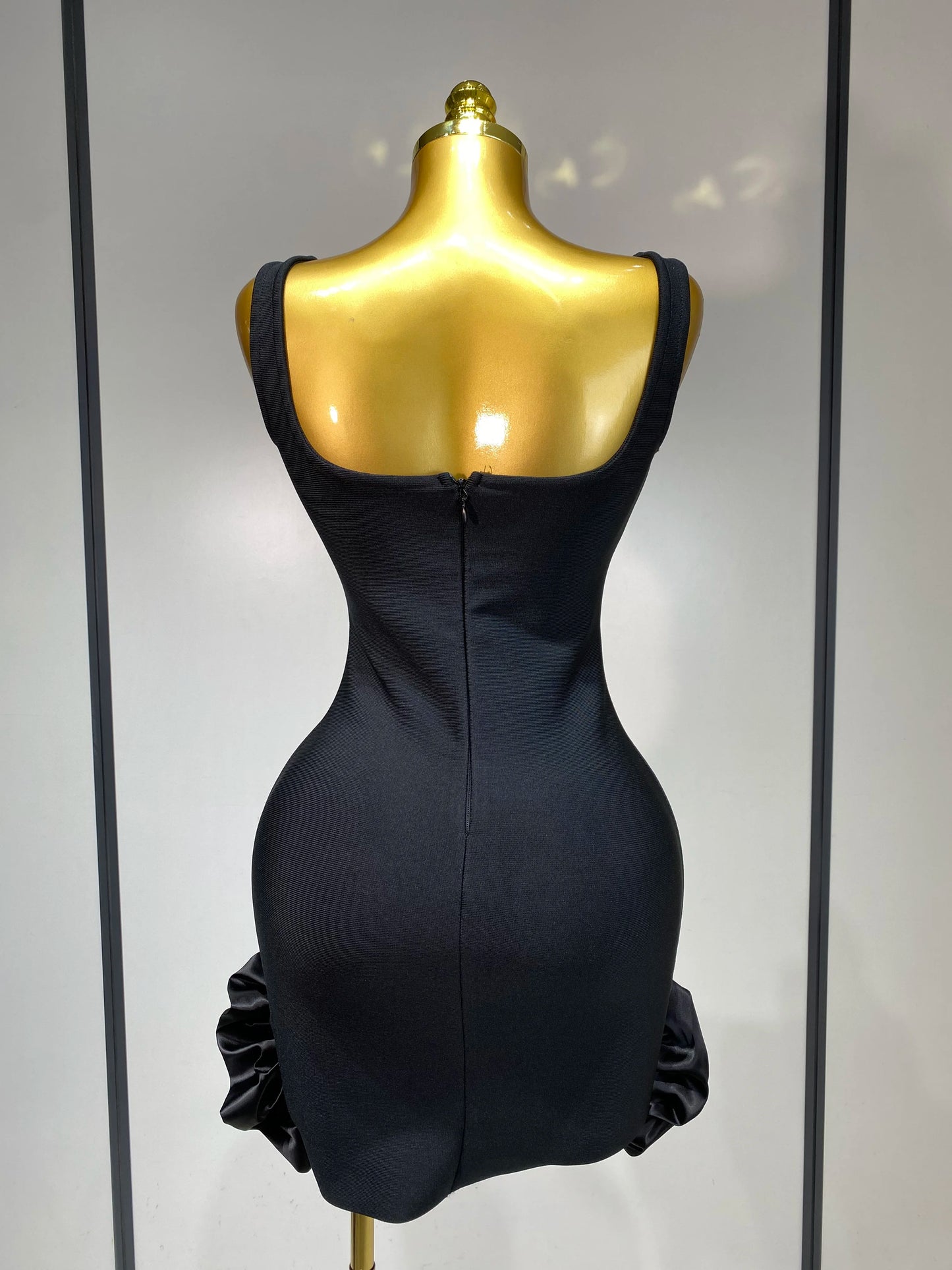 Crystal Sleeveless Square Collar Bodycon Mini Bandage Dresses