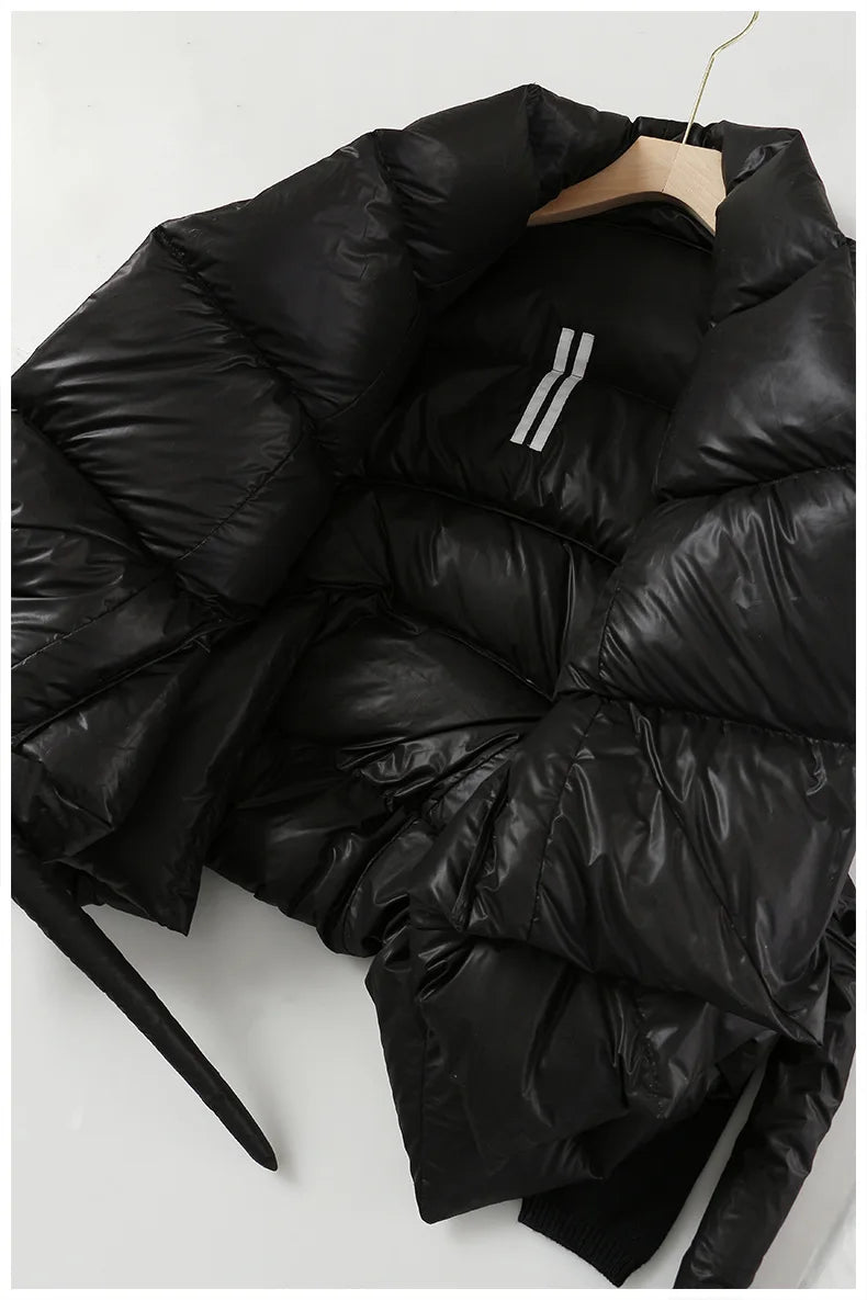 Cotton-padded Coat Lapel Loose Zipper Solid Color Coats
