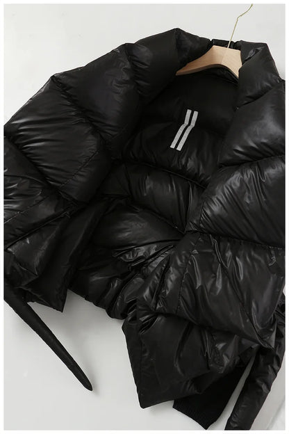 Cotton-padded Coat Lapel Loose Zipper Solid Color Coats