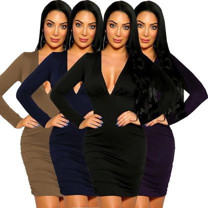 Deep V-neck Women Dresses