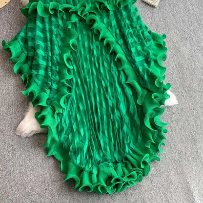 American Style V-neck Irregular Hem Design Dresses 22D1845