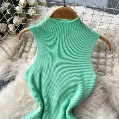 Sleeveless Slim Knitted Mini Bodycon Dresses