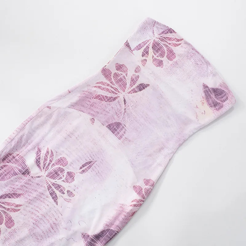 Floral Long Slim Bodycon Backless Maxi Dresses