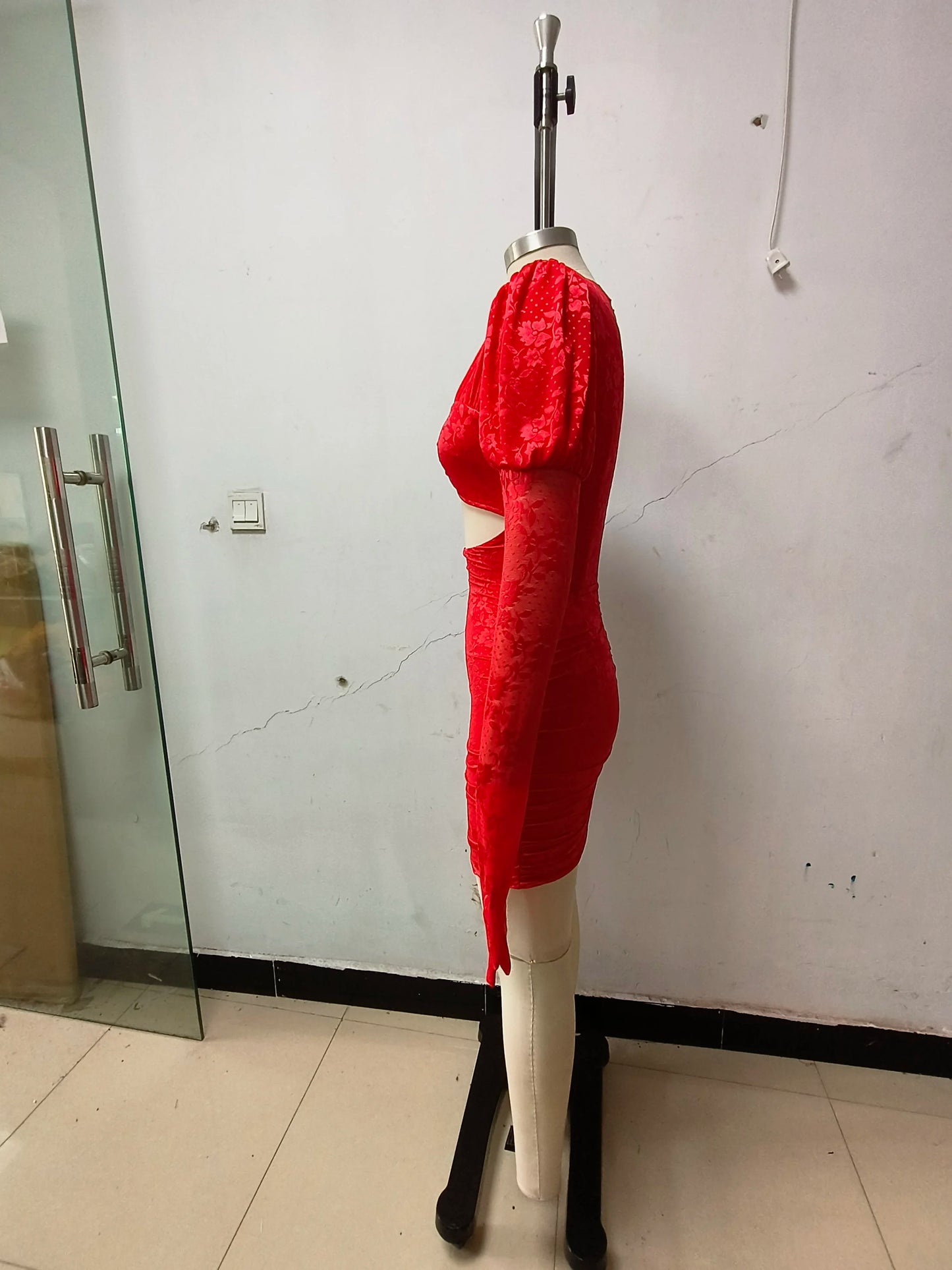 High Quality Lace Draped Bodycon Mini Dress + Gloves