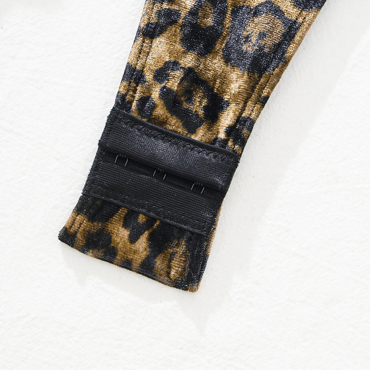 Leopard Print Bodysuit + Gloves + Leggings Backless Deep V Suspenders Sleeveless Bodysuits Thin 3X4C