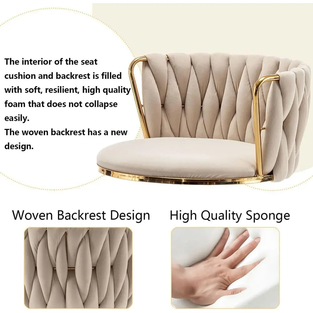 Set of 3 Beige Velvet Swivel Bar Stools, Adjustable Counter Height with Back, Ideal for Kitchen Island, Pub, Customized Furniture