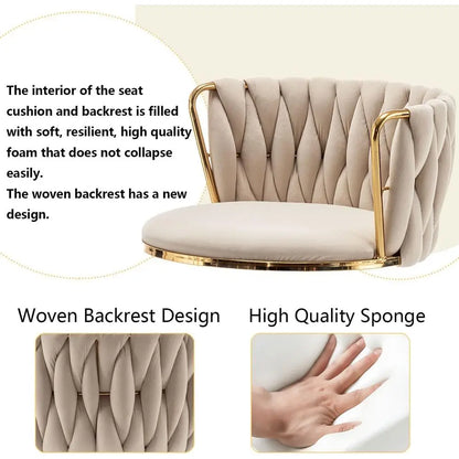 Set of 3 Beige Velvet Swivel Bar Stools, Adjustable Counter Height with Back, Ideal for Kitchen Island, Pub, Customized Furniture