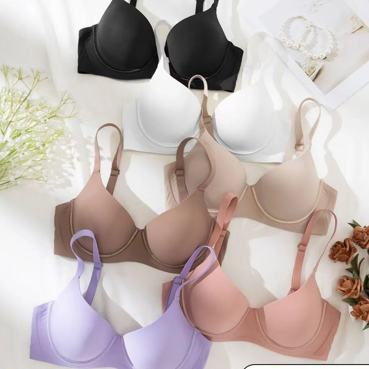Jelly UnderWire Push Up Bra For Women Plus Size Anti-Sagging Bralette Comfortable Lingerie