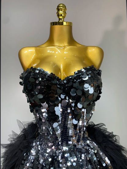 Sparkly Black Sequins Mini Dresses