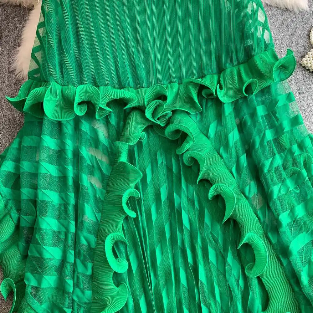 American Style V-neck Irregular Hem Design Dresses 22D1845