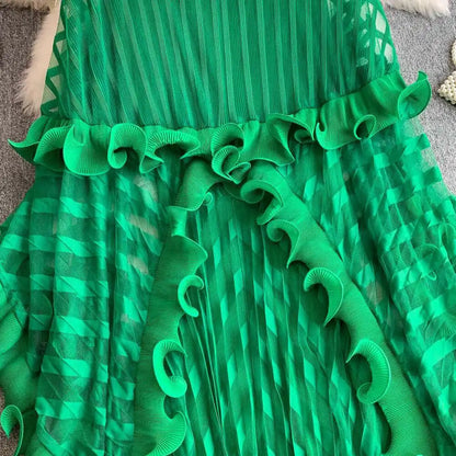 American Style V-neck Irregular Hem Design Dresses 22D1845