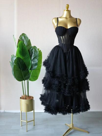 Spaghetti Strap Top and Pleated Skirt Dresses