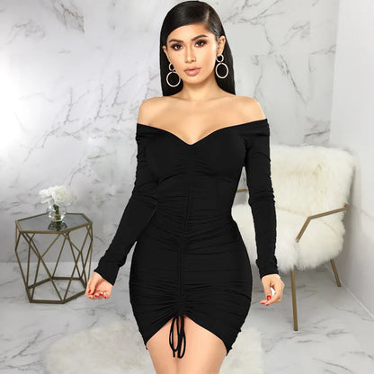 Big V-neck slightly wrinkled chest wrap dresses