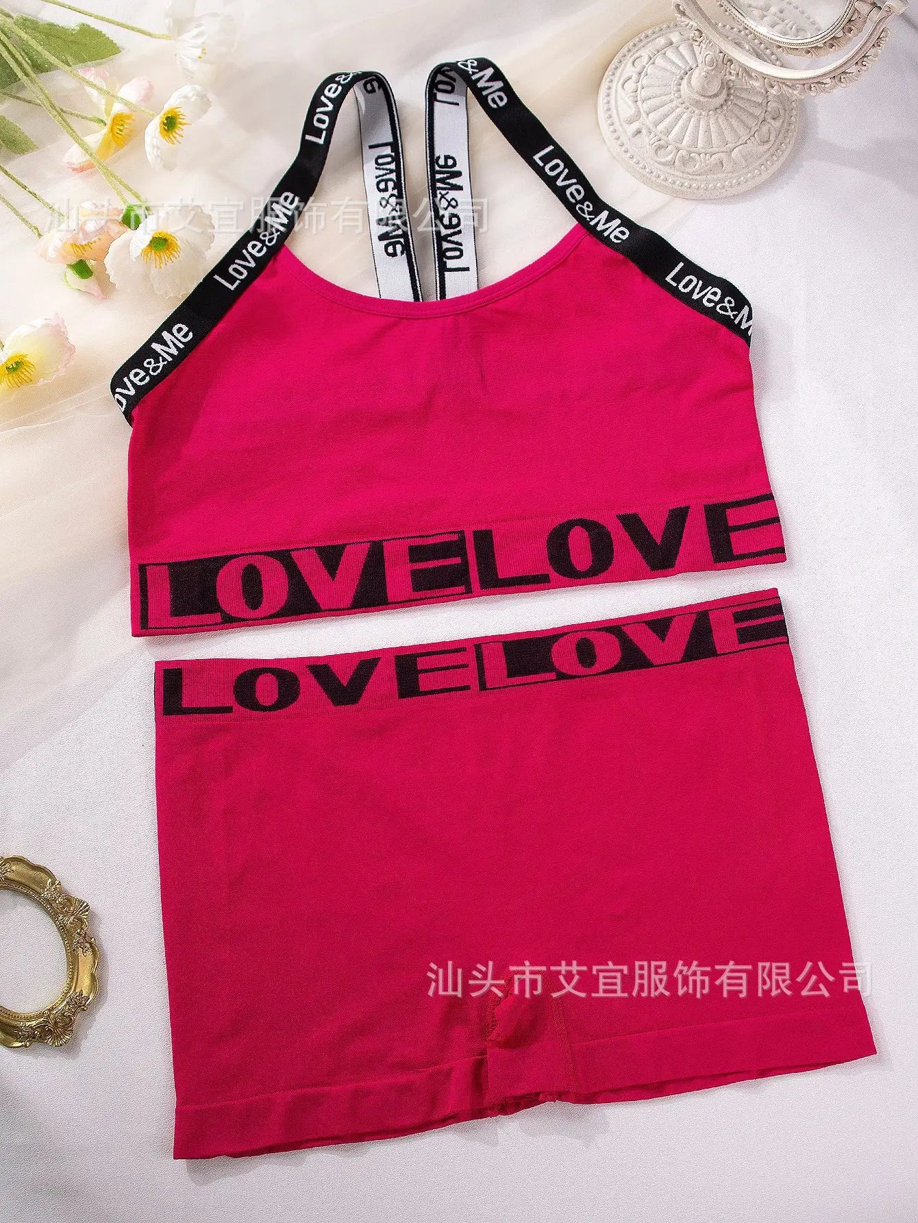 Y2K Love Straps Loungewear Top + Shorts Sets
