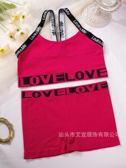 Y2K Love Straps Loungewear Top + Shorts Sets
