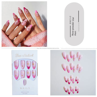 Classical Flower Oil Painting Wearing Armor Gilding Rose Nail Stickers Retro European American Style Artistic Finished Product Fake Nail Tip