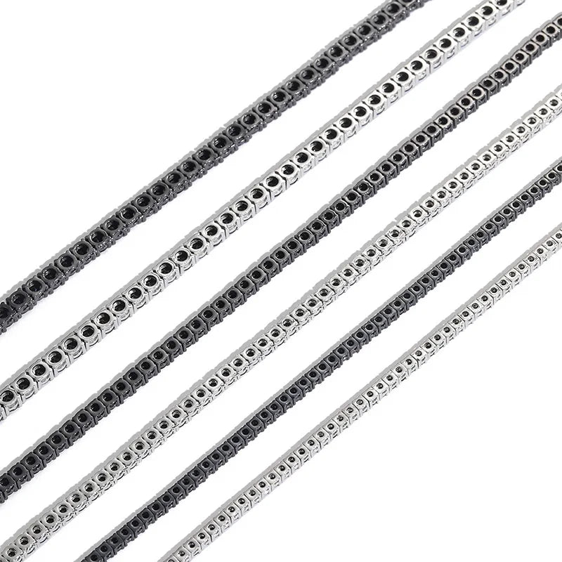Black CZ Stone 1 Row Tennis Link Chain Chokers Necklaces Unisex  Jewelry