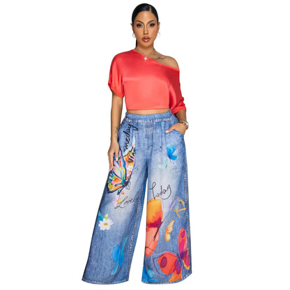 Casual Printed Wide Leg Pants (Comfortable)
