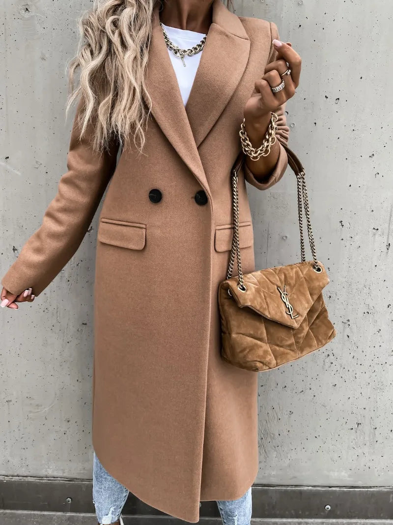 Zaire Long Suit Collar Windbreak Woolen Trench Coat