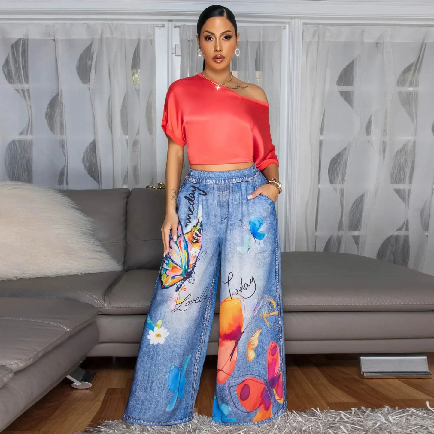 Casual Printed Wide Leg Pants (Comfortable)