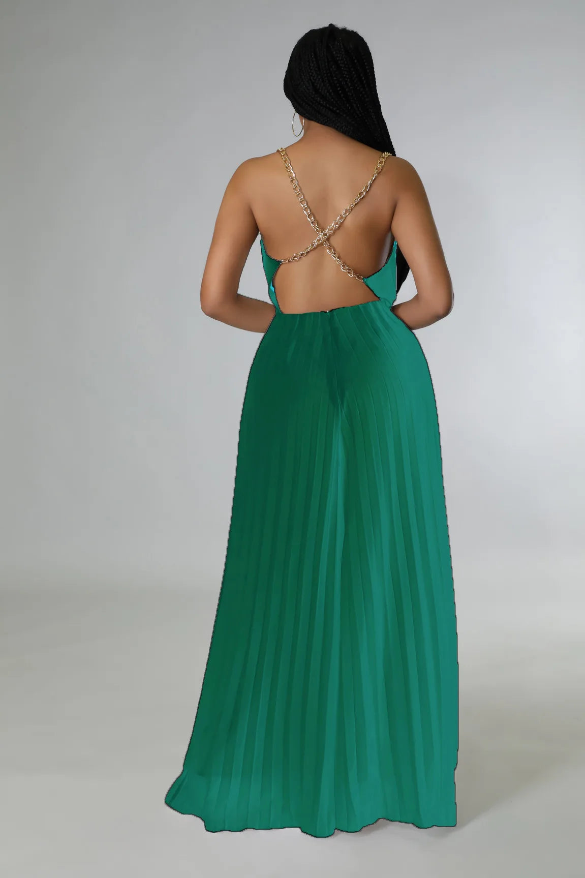 Kannia High-end Pleated Backless Wide-leg Jumpsuit