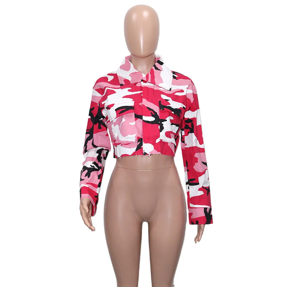 Cathy Cropped Camouflage Jackets