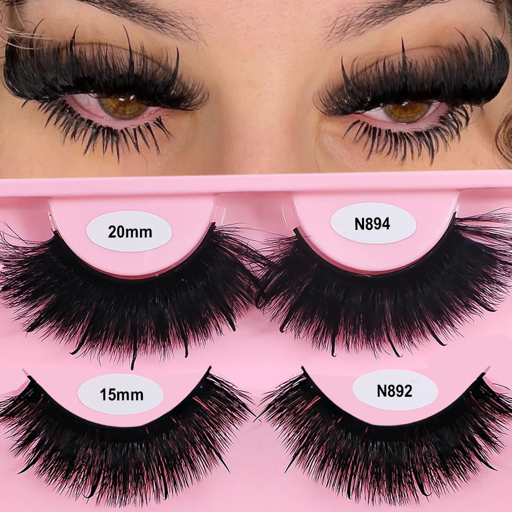 Faux Mink Lash Spikes Wispy Thick Natural Full Strip Lashes New Makeup Fluffy Mink Eyelashes