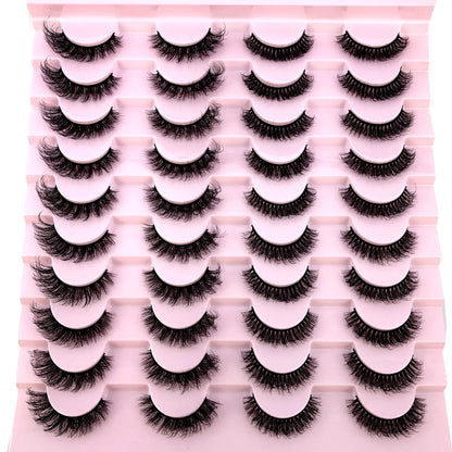 20 Pairs Natural long 3D Mink False Short Eyelashes