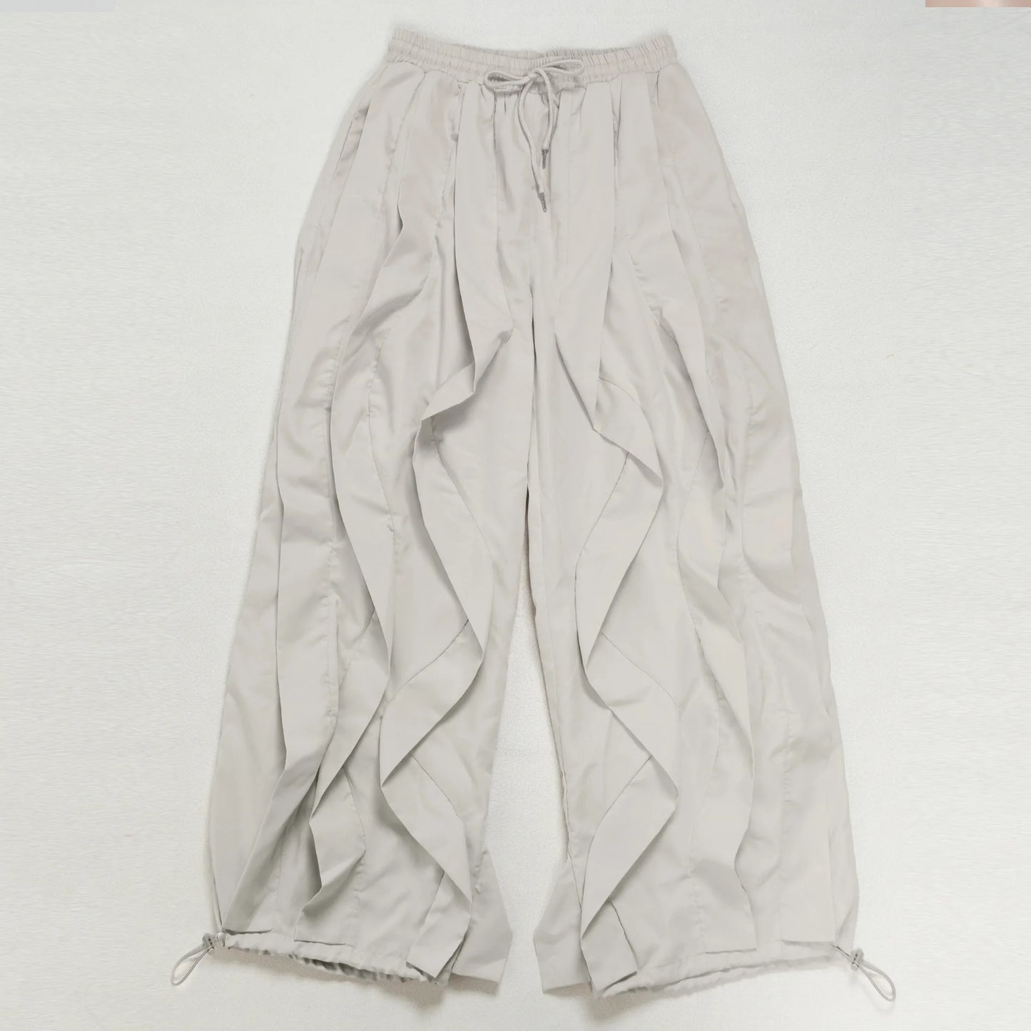 Ruched Lantern Sleeve Drawstring Patchwork Pants
