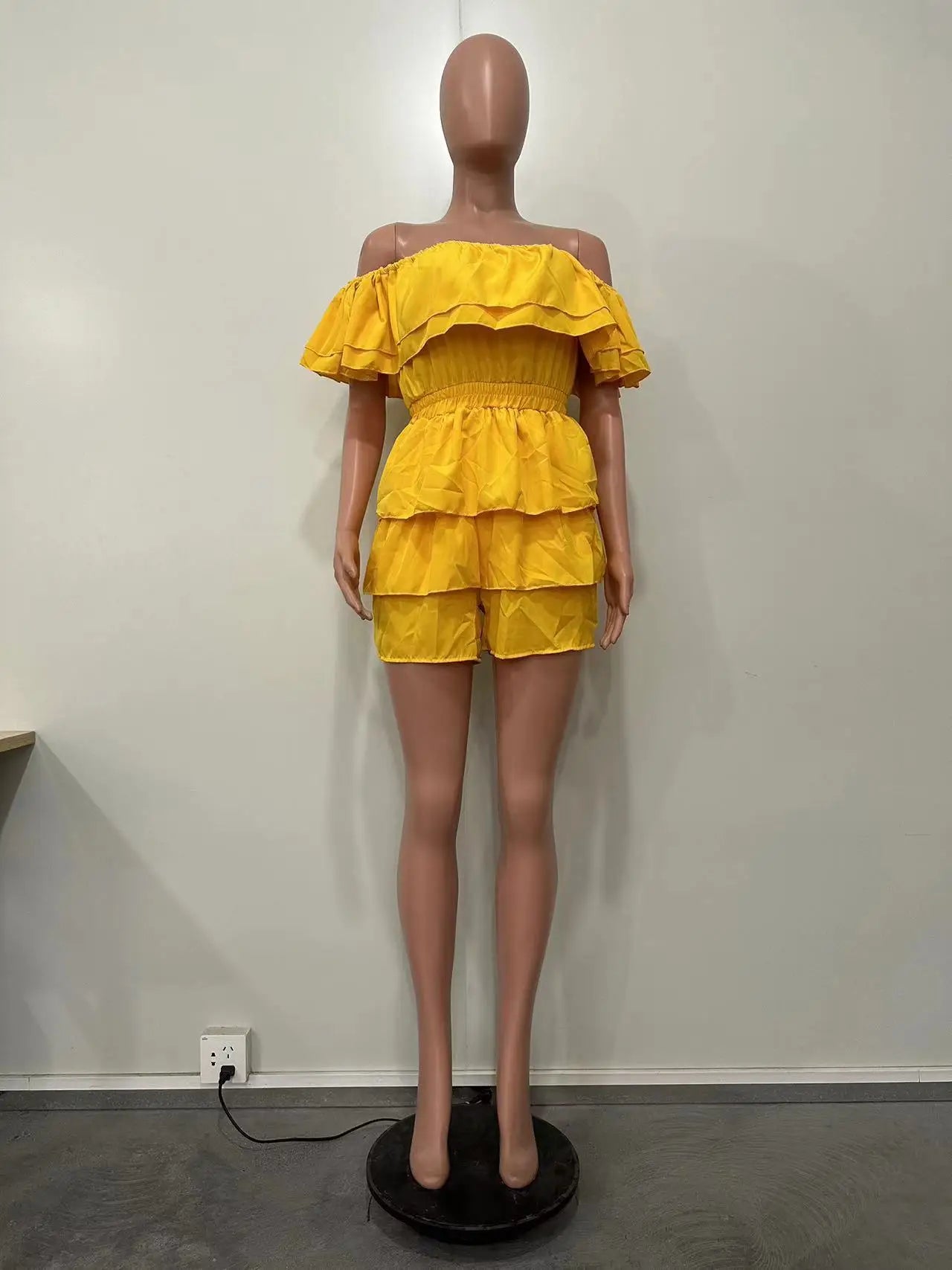Ruffles Slash Neck Elegant Romper