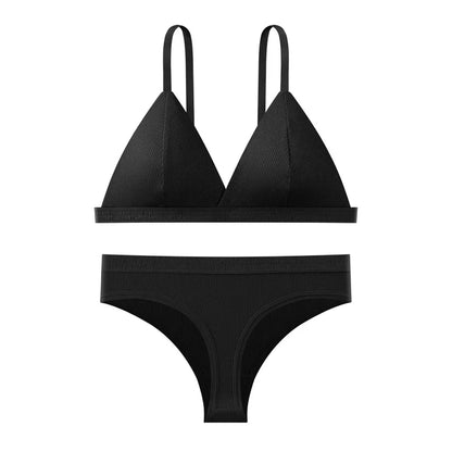 Push Up Bra Non-wire 1/3 Cup Bras + Thongs Lingerie Sets