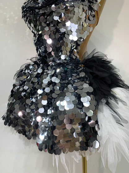 Sparkly Black Sequins Mini Dresses