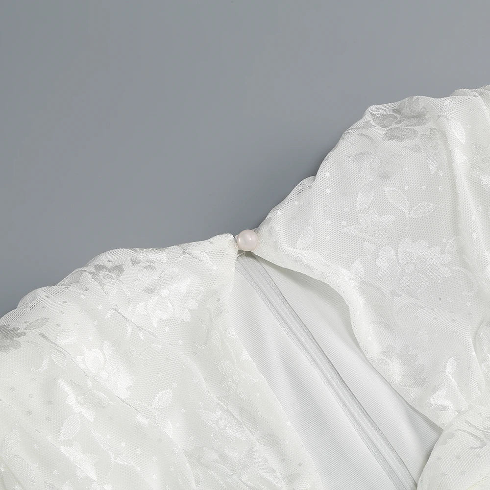 High Quality Lace Draped Bodycon Mini Dress + Gloves