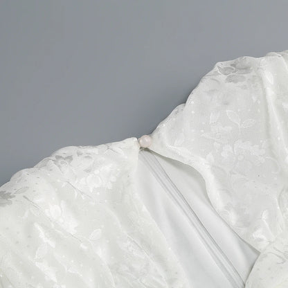 High Quality Lace Draped Bodycon Mini Dress + Gloves