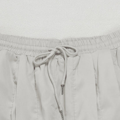 Ruched Lantern Sleeve Drawstring Patchwork Pants