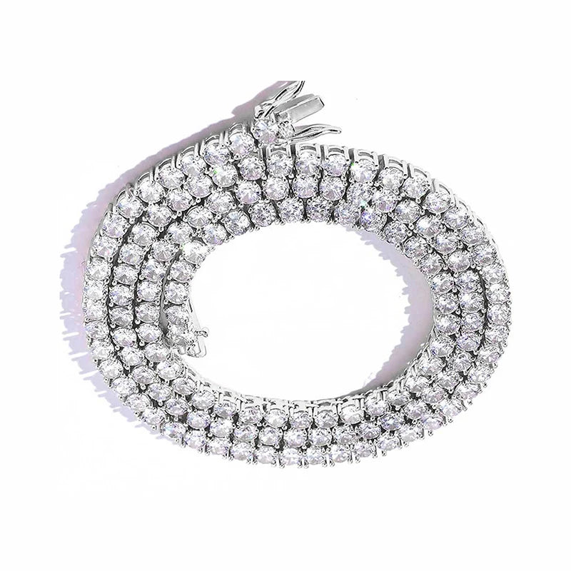 3/4/5mm 6"-24" Bling Iced Out Round Zircon Tennis Chain Chokers Necklaces 1 Row CZ Stone Link Chain Jewelry