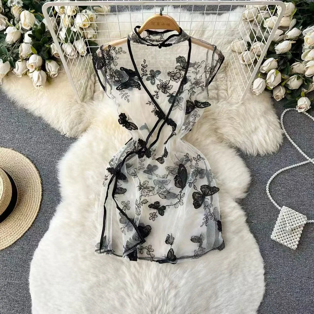 New Butterfly Lace Elegant Feminine Dresses for Women Comfortable