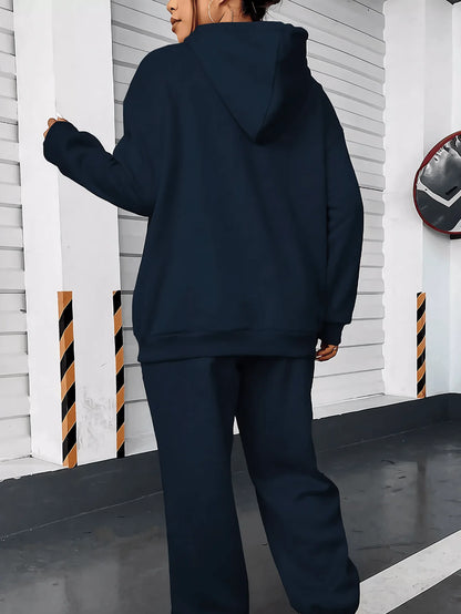 Hoodie + Pant Hip Hop Street Casual Paris Letter Pattern Printed Loose Sets