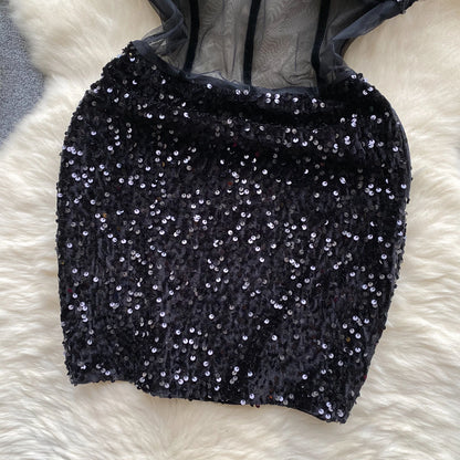 Glamour Off-Shoulder Sequin Dresses