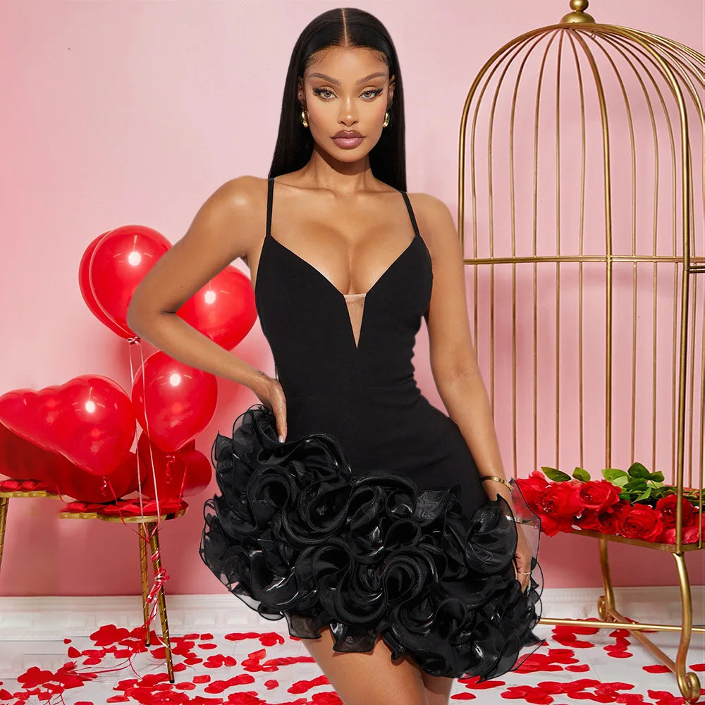 Luxury Ruffles Sleeveless Bodycon Pleated Mini Dresses