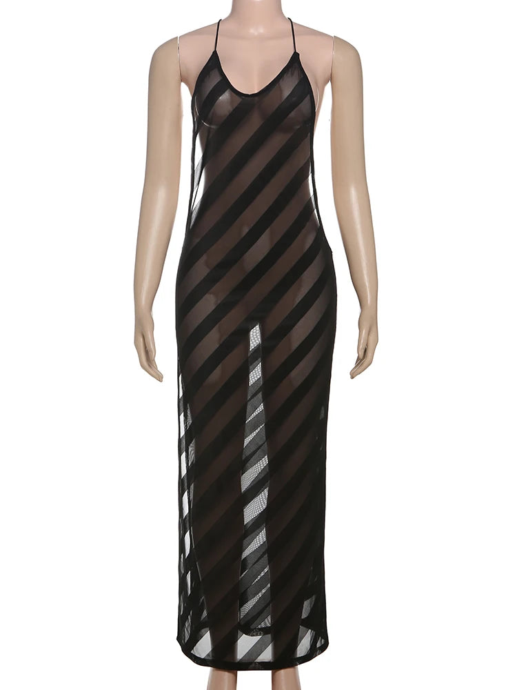 Stretchable Solid Spaghetti Straps Backless Maxi Dresses