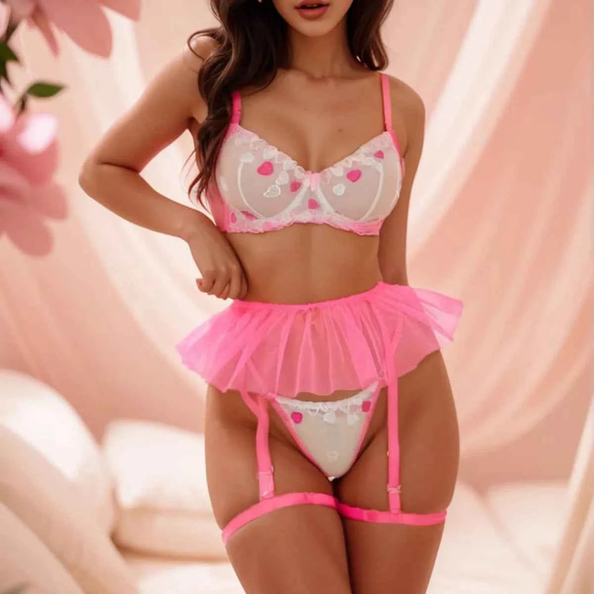 Cute Lace Tutu Skirt Bikini Underwear, Stylish Pushed Up Bra Nightwear Set Hot!