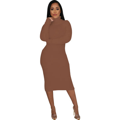 Solid color crew neck sweater dress JX5389