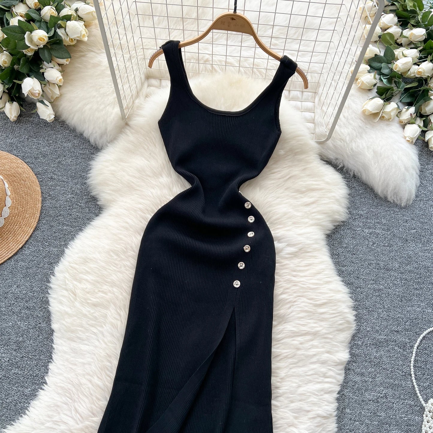 New Elastic Knitted Maxi Dresses