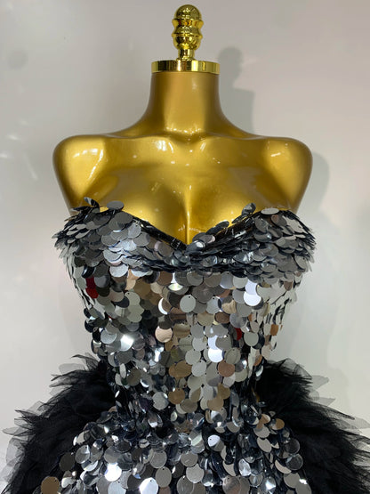 Sparkly Black Sequins Mini Dresses