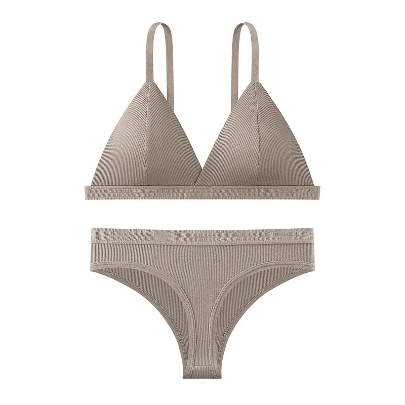 Push Up Bra Non-wire 1/3 Cup Bras + Thongs Lingerie Sets