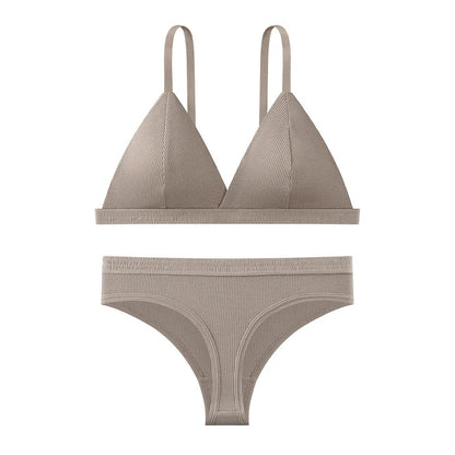 Push Up Bra Non-wire 1/3 Cup Bras + Thongs Lingerie Sets