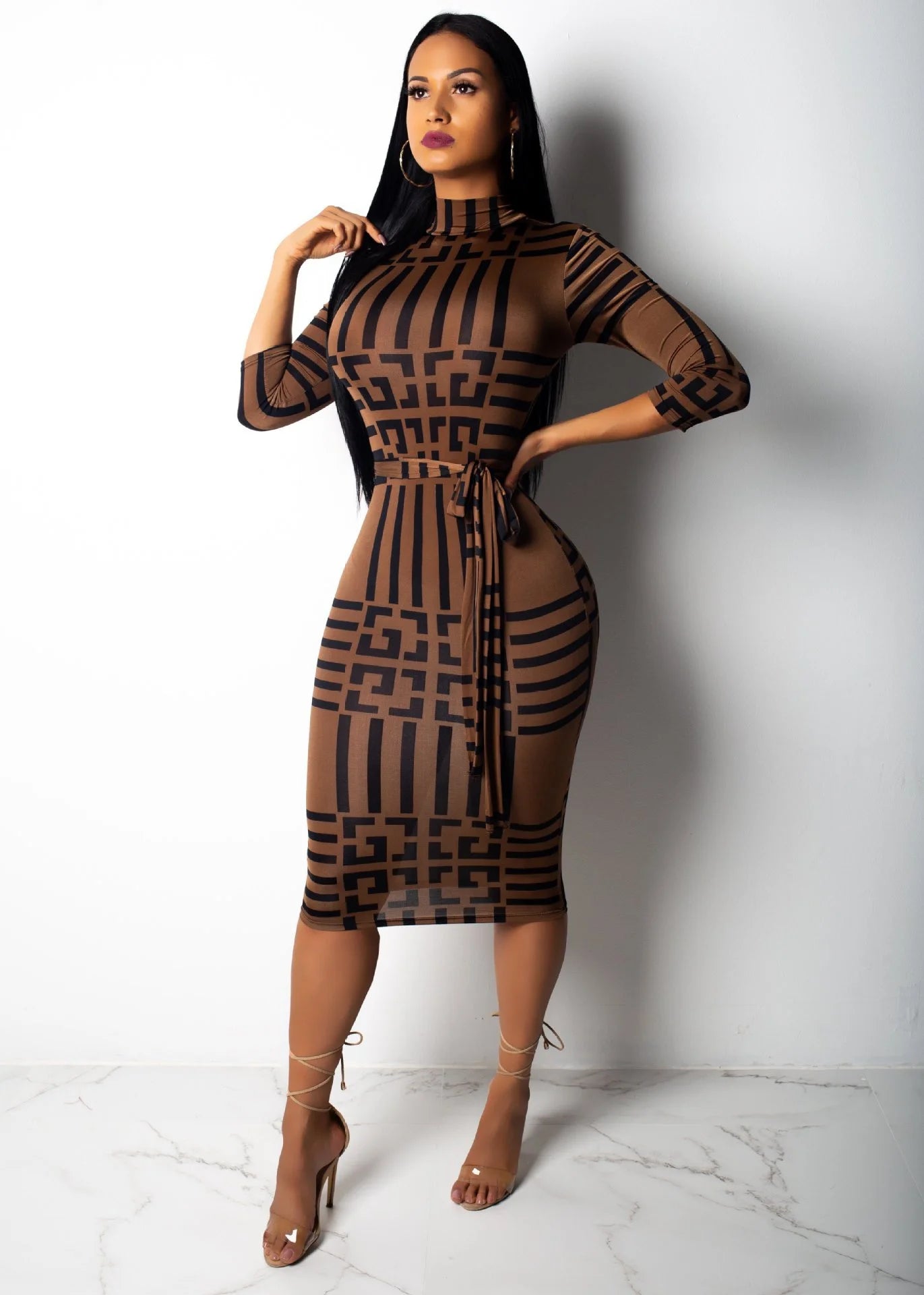 Midi Bandage Dresses Letter Print Midi Dress