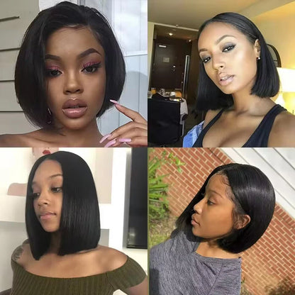 Short Bob Wig Transparent Lace Frontal Wigs Human Hair 100% Straight Bob Wigs Pre Plucked 13x4 Lace Front Wigs
